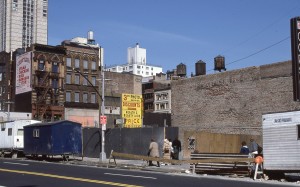 E. 86th St. looking towards 3rd Ave., site of old Woolworth's Bldg., April 1986        